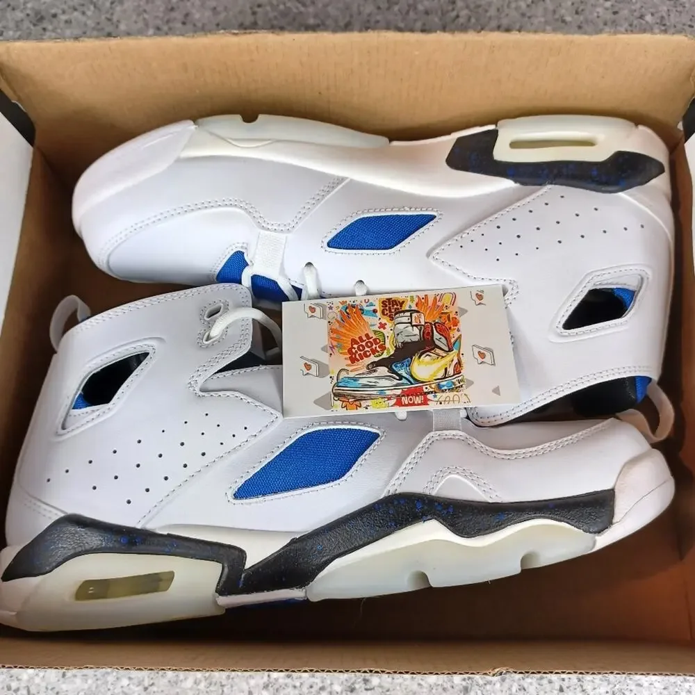 Nike Air Jordan Flight Club 91 White Hyper Royal Sneakers Shoes 7Y